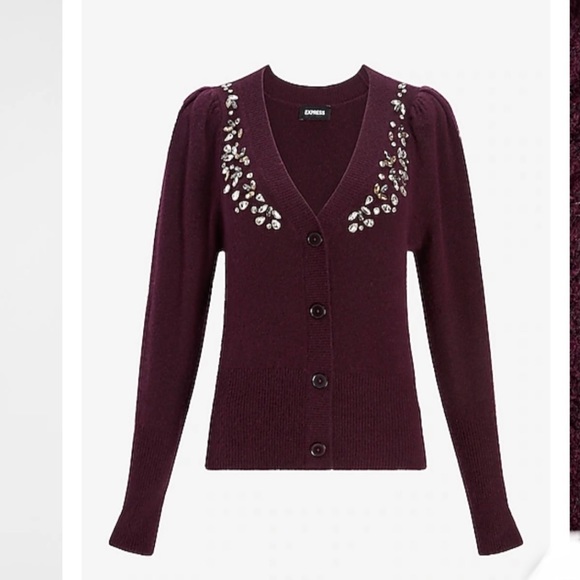 Express embellished faux button up cardigan size M - Picture 6 of 16